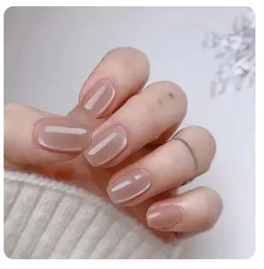 24Pcs Nude Pink Short Round Press-On Nails