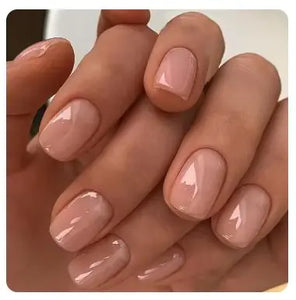 24Pcs Nude Pink Short Round Press-On Nails