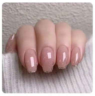 24Pcs Nude Pink Short Round Press-On Nails