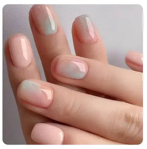 24Pcs Nude Pink Short Round Press-On Nails