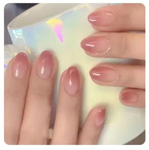 24Pcs Nude Pink Short Round Press-On Nails