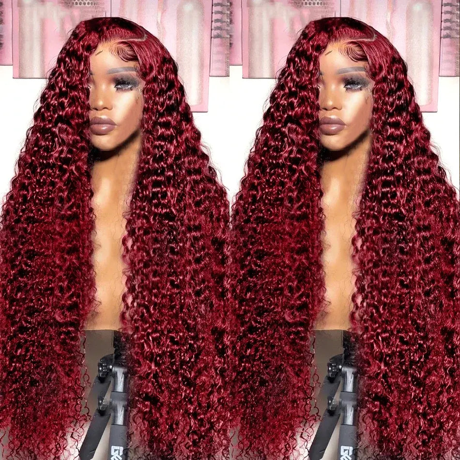 Transparent Lace Front Wig: Deep Remy Hair, 99J Burgundy