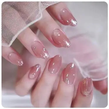 24Pcs Nude Pink Short Round Press-On Nails