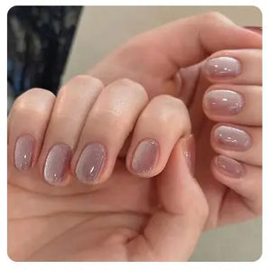 24Pcs Nude Pink Short Round Press-On Nails