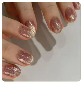 24Pcs Nude Pink Short Round Press-On Nails