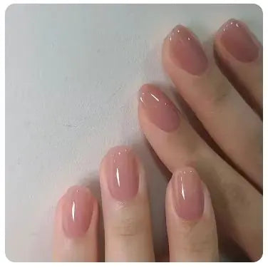 24Pcs Nude Pink Short Round Press-On Nails