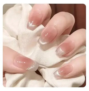 24Pcs Nude Pink Short Round Press-On Nails