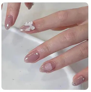 24Pcs Nude Pink Short Round Press-On Nails