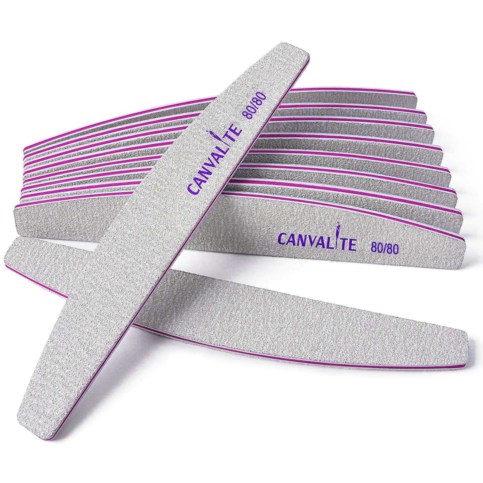 Canvalite 10pcs 80/80 Grit Nail Files for Acrylic Nails